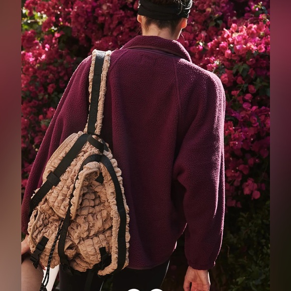 Free People Movement X Hatch Hit The Slopes Fleece Jacket Deep Maroon Large NWT - Picture 3 of 8